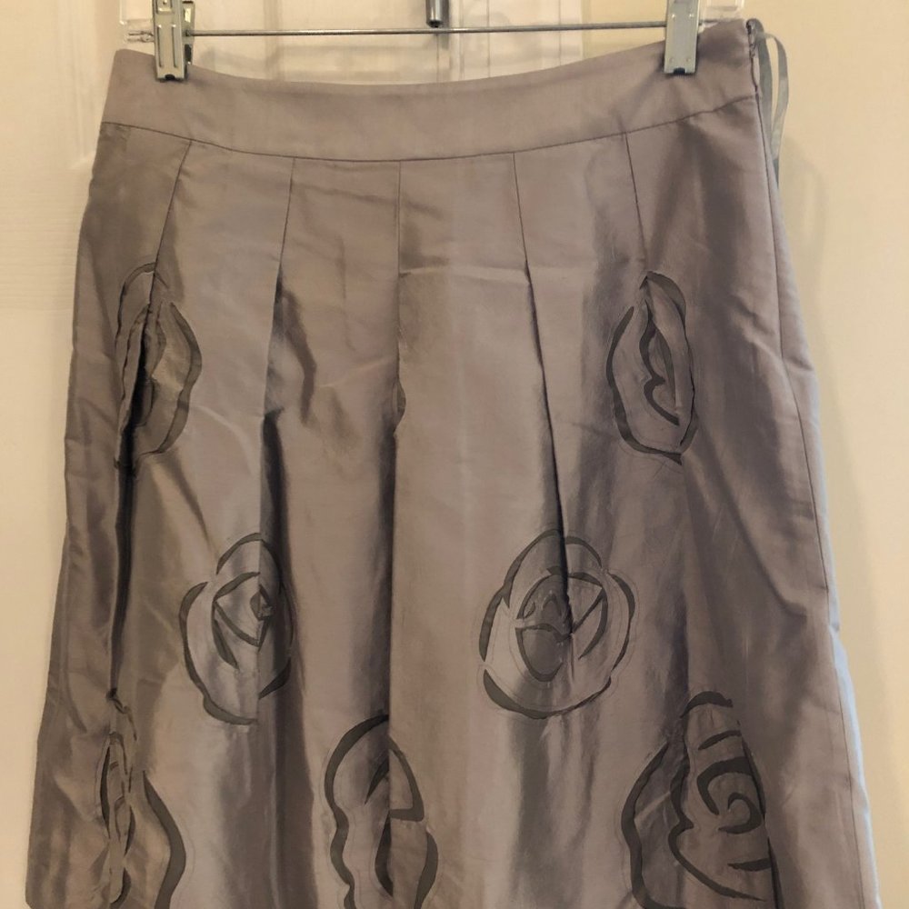 NEW Grey Silk Laser Cut Evening Party Skirt